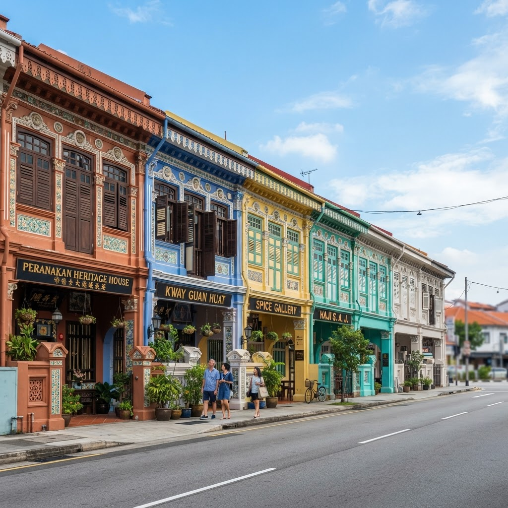 Conserved heritage shophouses in Singapore